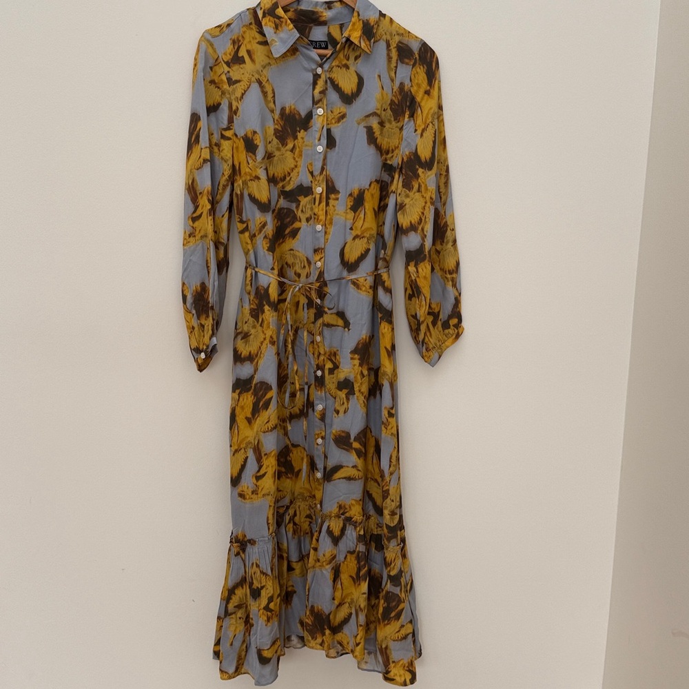 J Crew Floral Button-Down Midi Dress - Yellow and blue viscose - Picture 4 of 6